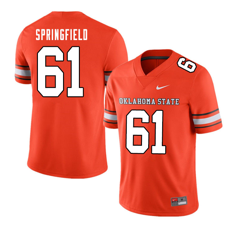 Men #61 Jake Springfield Oklahoma State Cowboys College Football Jerseys Sale-Alternate Orange - Click Image to Close